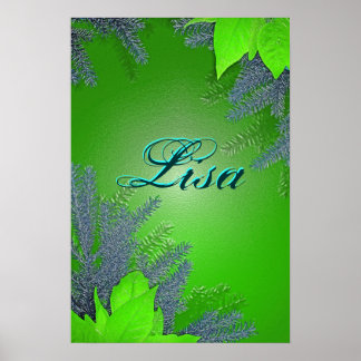 Christmas Poinsettia Green Lisa III Poster