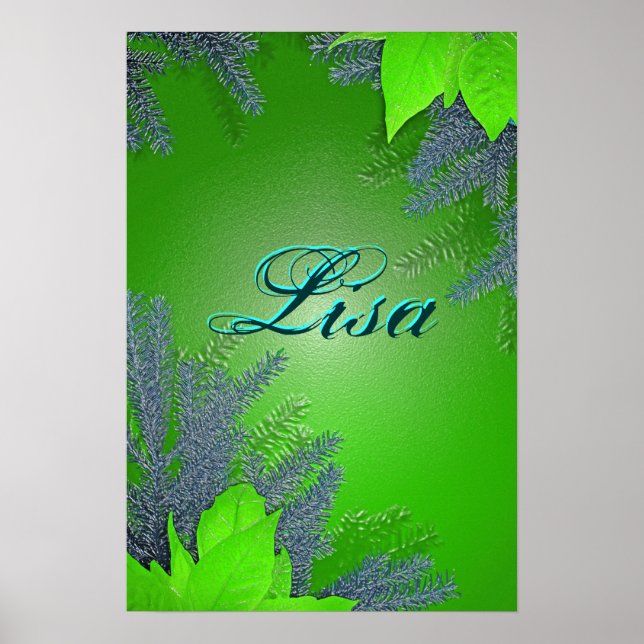 Christmas Poinsettia Green Lisa III Poster (Front)