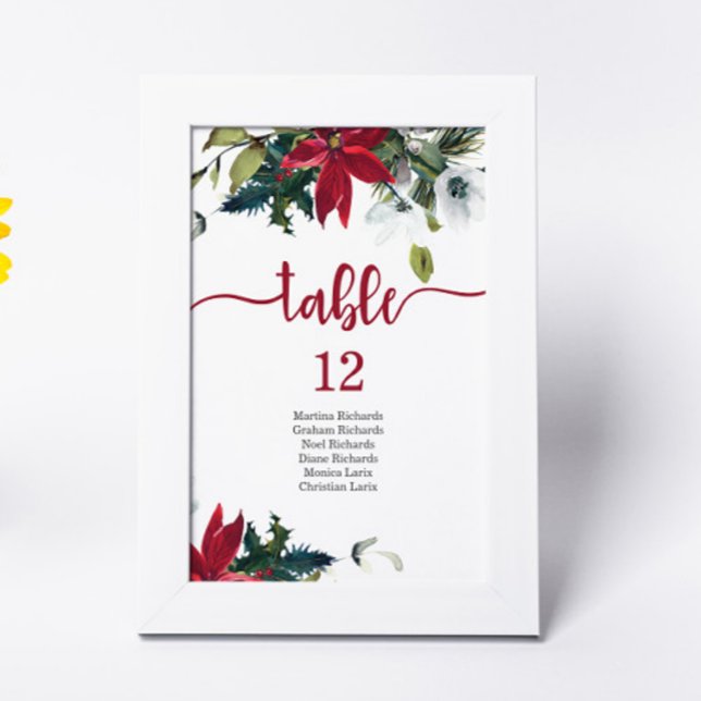 Christmas Poinsettia Guest Names Table Number (Creator Uploaded)