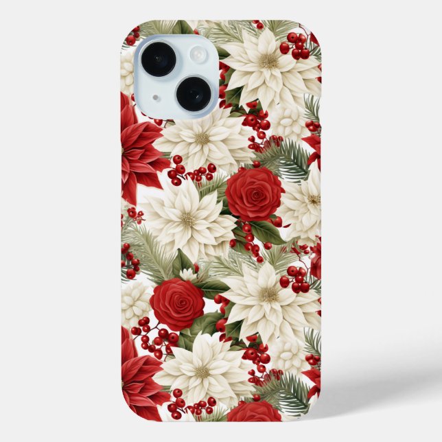 Christmas Poinsettia – Holiday Floral Design Case-Mate iPhone Case (Back)