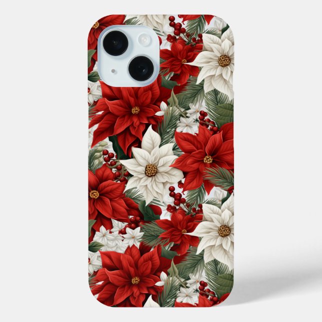 Christmas Poinsettia – Holiday Floral Design Case-Mate iPhone Case (Back)