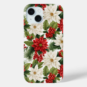Christmas Poinsettia – Holiday Floral Design iPhone 15 Case