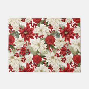 Christmas Poinsettia – Holiday Floral Design Doormat