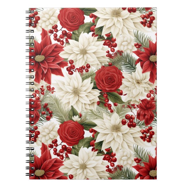 Christmas Poinsettia – Holiday Floral Design Notebook (Front)