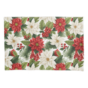 Christmas Poinsettia – Holiday Floral Design Pillowcase