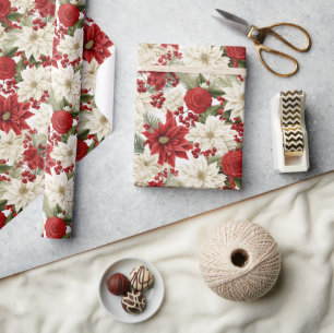 Christmas Poinsettia – Holiday Floral Design Wrapping Paper