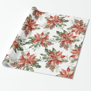 Christmas Poinsettia Holiday Wrapping Paper