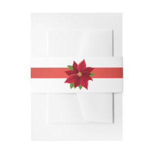 Christmas Poinsettia  Invitation Belly Band