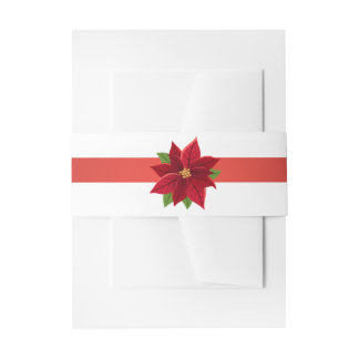 Christmas Poinsettia  Invitation Belly Band