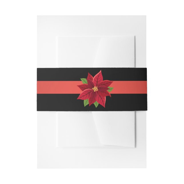 Christmas Poinsettia  Invitation Belly Band (Front Example)