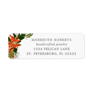 Christmas Poinsettia Jewellery Design Return Addre