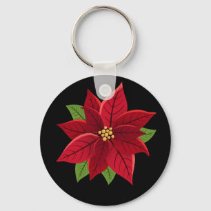 Christmas Poinsettia Key Ring