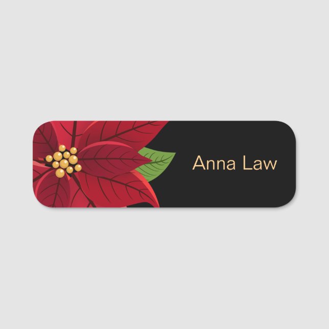 Christmas Poinsettia   Name Tag (Front)