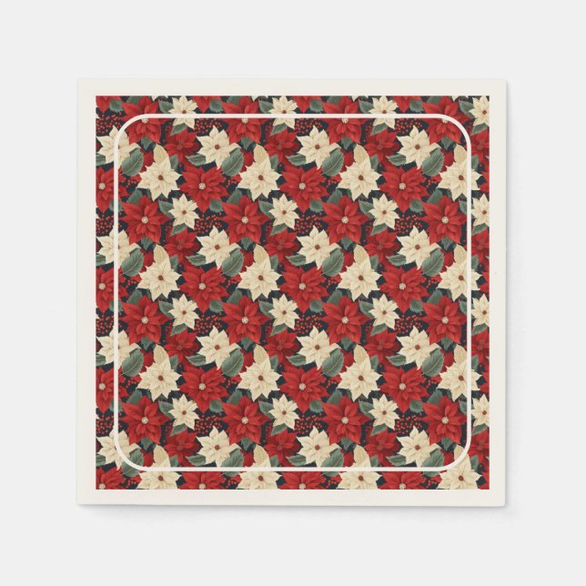 Christmas Poinsettia Napkin (Front)