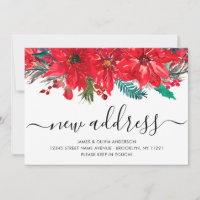 Christmas Poinsettia New Address Holiday Moving