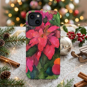 Christmas Poinsettia Original Watercolor Painting iPhone 13 Case