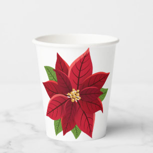 Christmas Poinsettia Paper Cups
