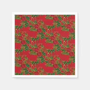Christmas Poinsettia-PAPER PARTY NAPKINS-Red Napkin