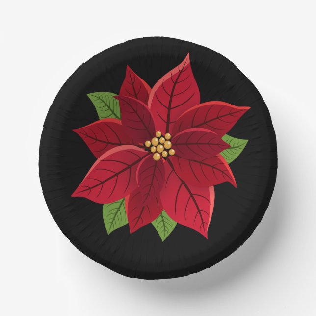 Christmas Poinsettia   Paper Plate (Front)