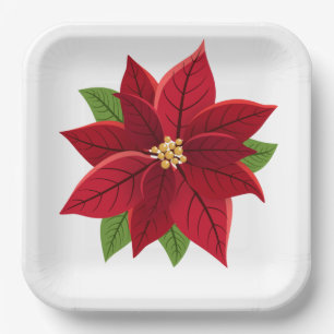 Christmas Poinsettia Paper Plates