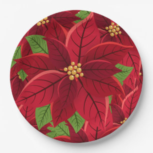 Christmas Poinsettia Paper Plates