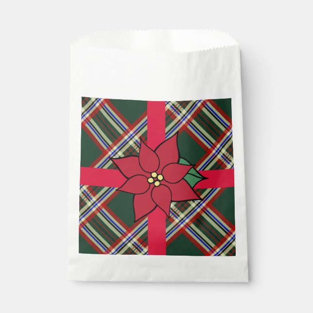Christmas Poinsettia Party Candy Cookies Favour Bags (Front)