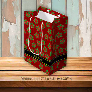 Christmas Poinsettia Pattern Medium Gift Bag