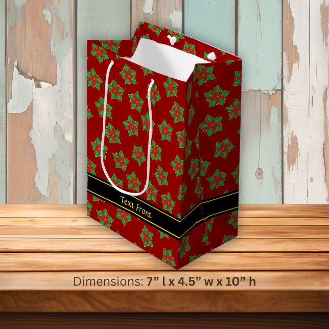 Christmas Poinsettia Pattern Medium Gift Bag (Creator Uploaded)