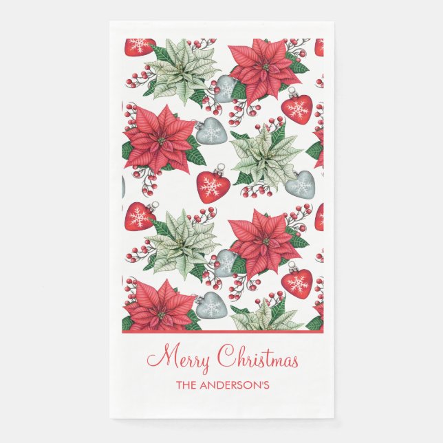 Christmas Poinsettia Pattern Napkin (Front)