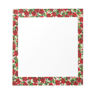 Christmas Poinsettia Pattern Notepad