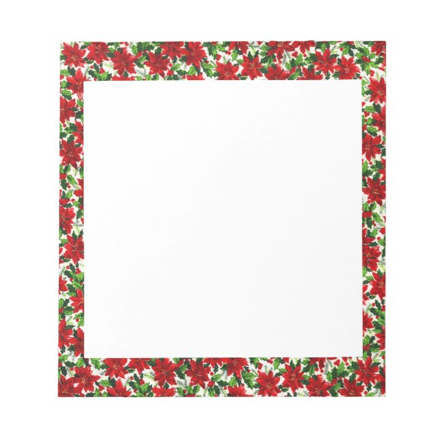 Christmas Poinsettia Pattern Notepad (Front)