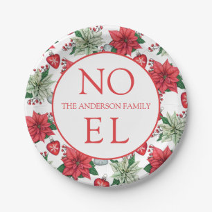 Christmas Poinsettia Pattern Paper Plate
