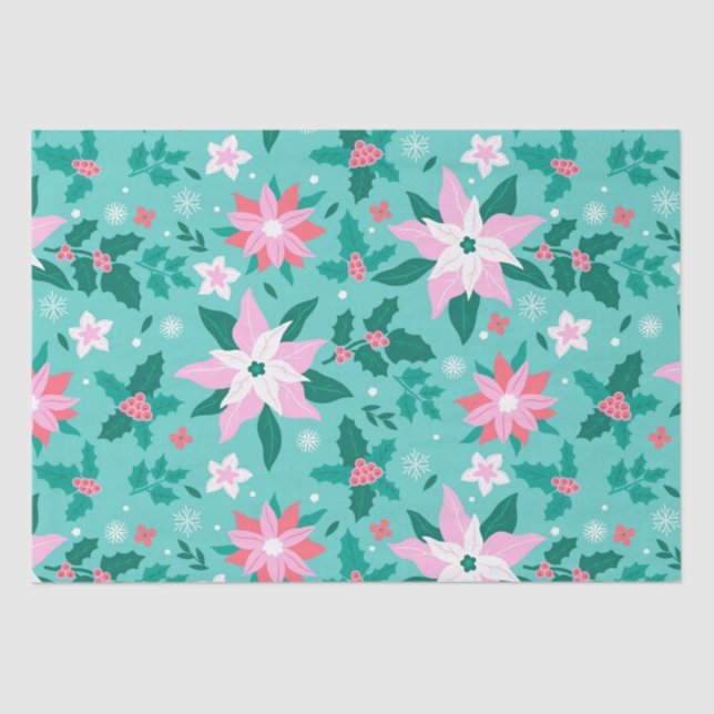 Christmas poinsettia pattern tissue paper (Front)