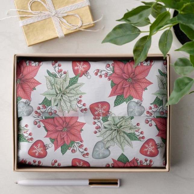 Christmas Poinsettia Pattern Tissue Paper (Gift)