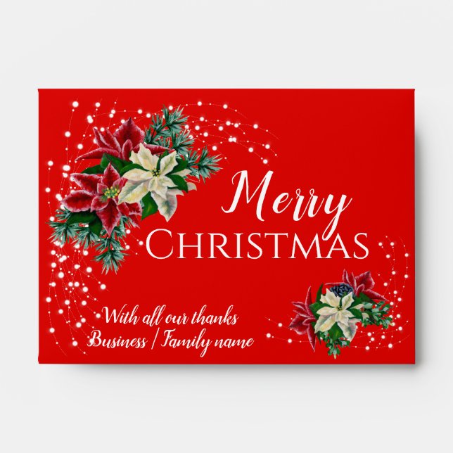Christmas Poinsettia Red Cash Gift  Envelope (Front)