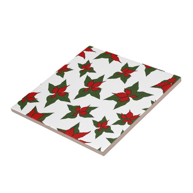 Christmas poinsettia red floral pattern tile (Side)