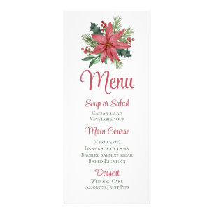 Christmas Poinsettia Red Floral Wedding Menu 