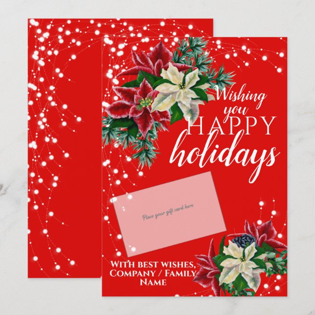 Christmas Poinsettia Red Gift Card Holder  (Front/Back)