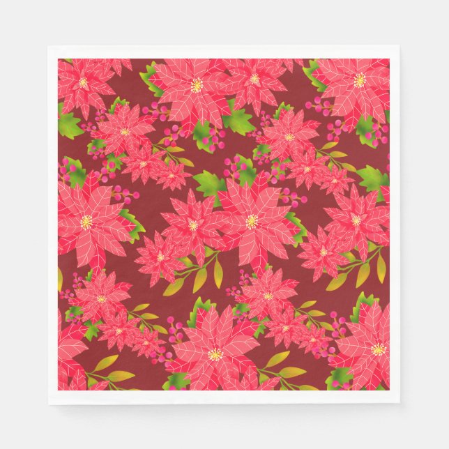 Christmas Poinsettia Red Napkin (Front)