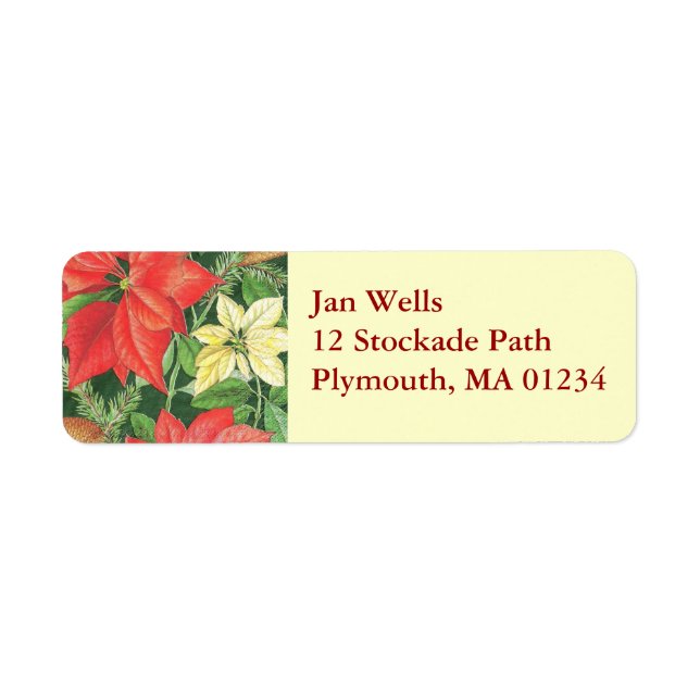 Christmas Poinsettia Return Address Label (Front)