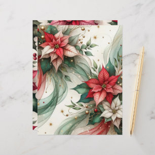 Christmas Poinsettia Scrapbook Paper