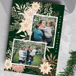 Christmas Poinsettia Splendour Photo Collage Foil Holiday Card<br><div class="desc">💌 Share the love and spread holiday cheer with my thoughtfully crafted greeting card. This card is a canvas of for your holiday wishes to friends, family and colleges. I adorned the captivating designs and this defined my entire holiday collection. I hope you love the cards and collection as much...</div>