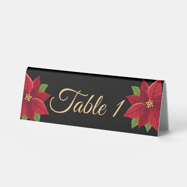 Christmas Poinsettia  Table Tent Sign (Front)