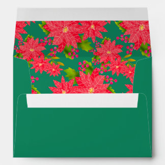 Christmas Poinsettia Teal Envelope