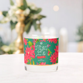 Christmas Poinsettia Teal Whiskey Glass