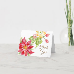 Christmas Poinsettia Thank You Card