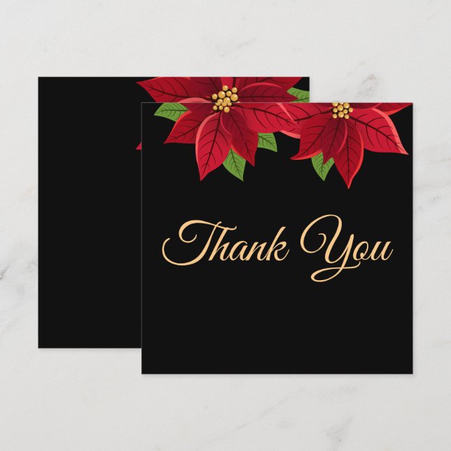 Christmas Poinsettia  Thank You Card (Front/Back)