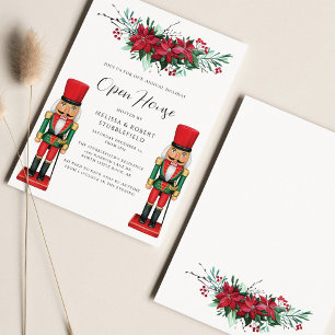 Christmas Poinsettia Toy Nutcracker Open House Invitation