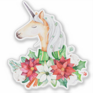 Christmas Poinsettia Unicorn Head