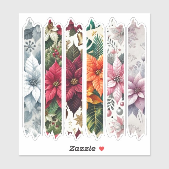 Christmas Poinsettia Washi Tape Planner Stickers (Sheet)